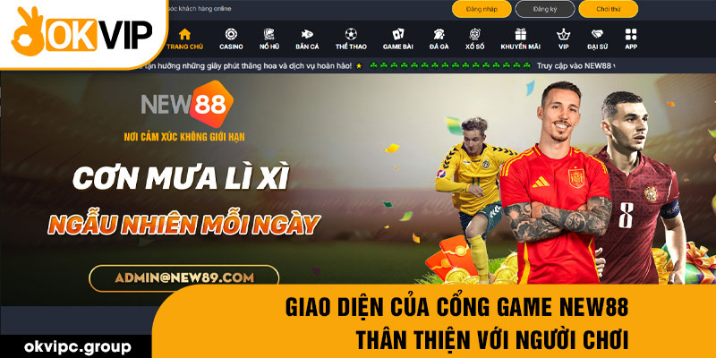 Giao diện của cổng game New88 thân thiện với người chơi