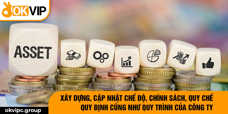 Xây dựng, cập nhật tất cả chế độ, chính sách, quy chế, quy định cũng như quy trình của công ty.