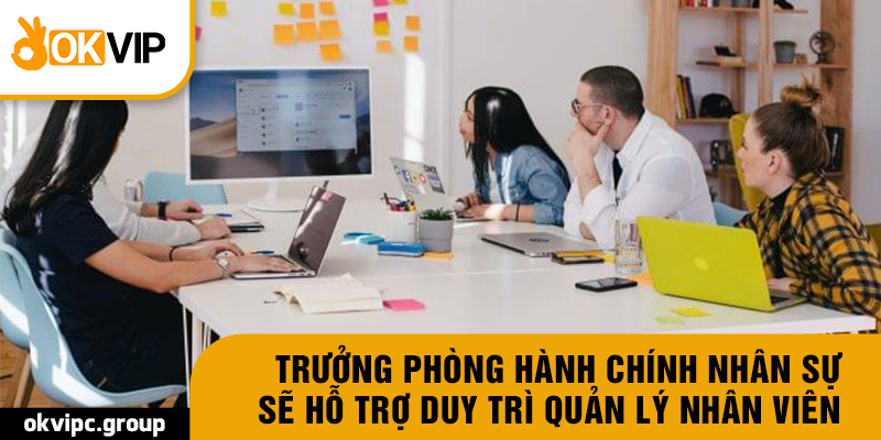 Trưởng phòng hành chính nhân sự sẽ hỗ trợ duy trì quản lý nhân viên